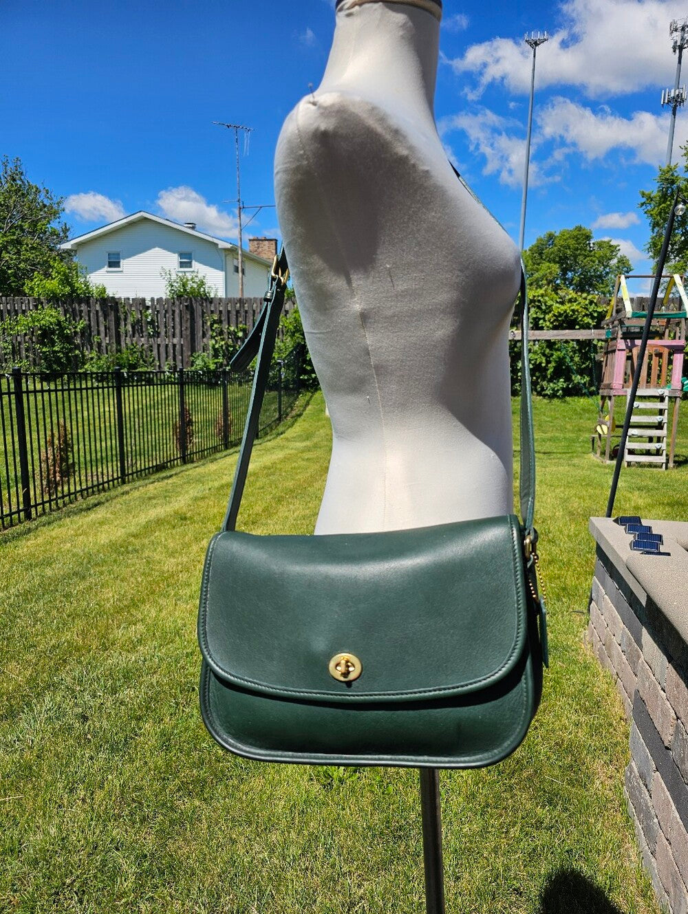 Vintage 1994 Coach City Bag 9790 Bottle Green USA Made Rare Collector Piece