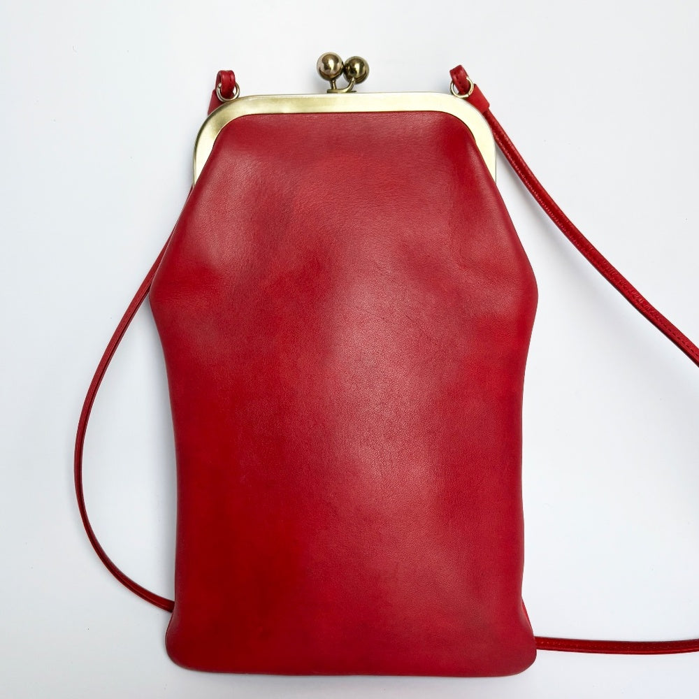 Bonnie Cashin for Coach Swinger Bag Double Frame Kiss Lock Red Leather Vintage