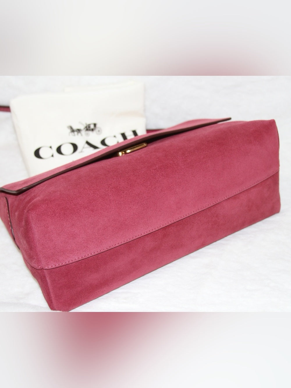 NWT COACH Chelsea Bag 30 Dark Fuchsia Shoulder Bag Suede Leather Purse Handbag