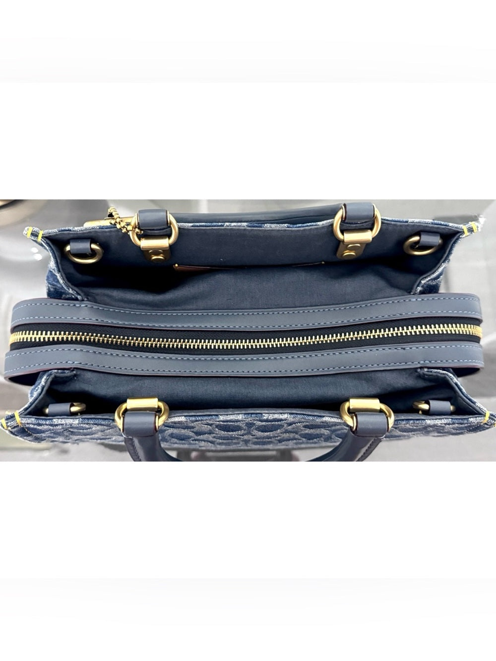COACH Rogue Bag 25 In Signature Denim, BRASS/ BLUE
