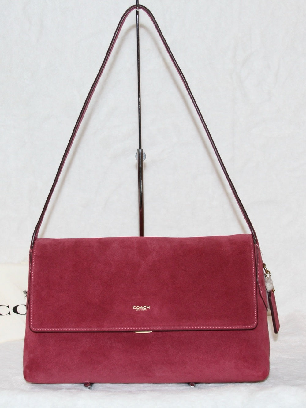 NWT COACH Chelsea Bag 30 Dark Fuchsia Shoulder Bag Suede Leather Purse Handbag