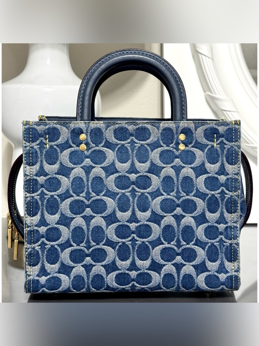 COACH Rogue Bag 25 In Signature Denim, BRASS/ BLUE