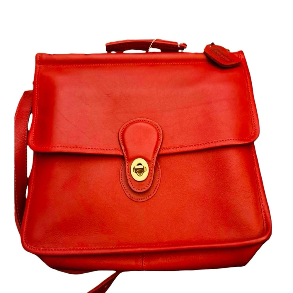 Vintage Coach Willis Bag 9927 Red Glove Tanned Leather Top Handle Crossbody