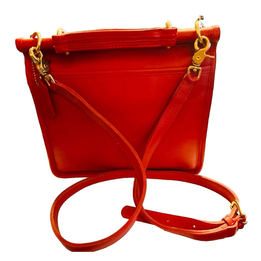 Vintage Coach Willis Bag 9927 Red Glove Tanned Leather Top Handle Crossbody