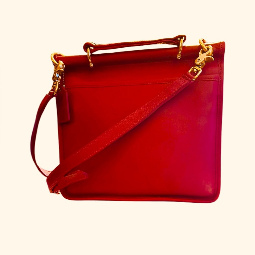 Vintage Coach Willis Bag 9927 Red Glove Tanned Leather Top Handle Crossbody