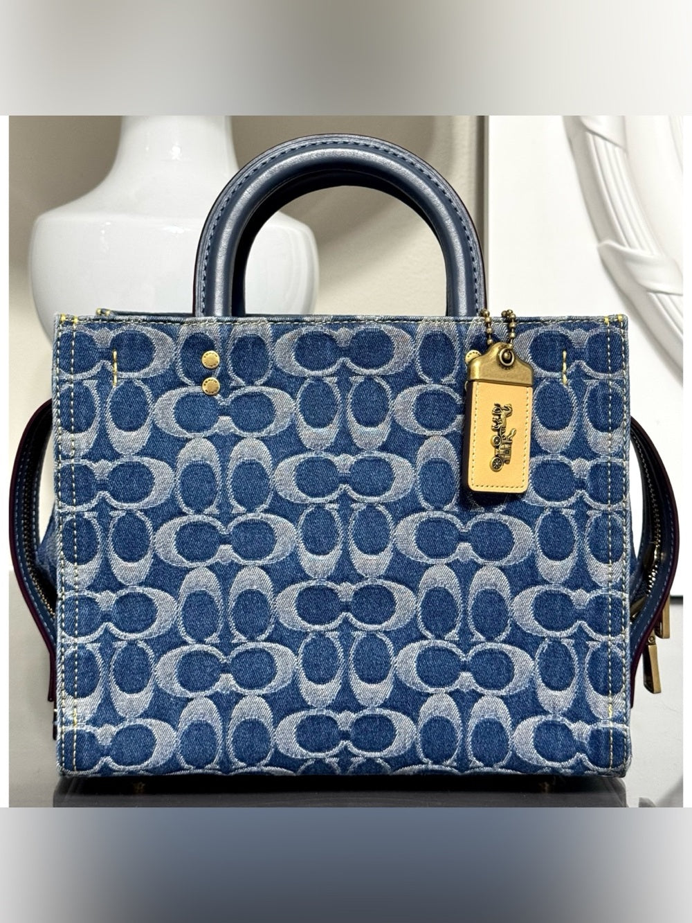 COACH Rogue Bag 25 In Signature Denim, BRASS/ BLUE