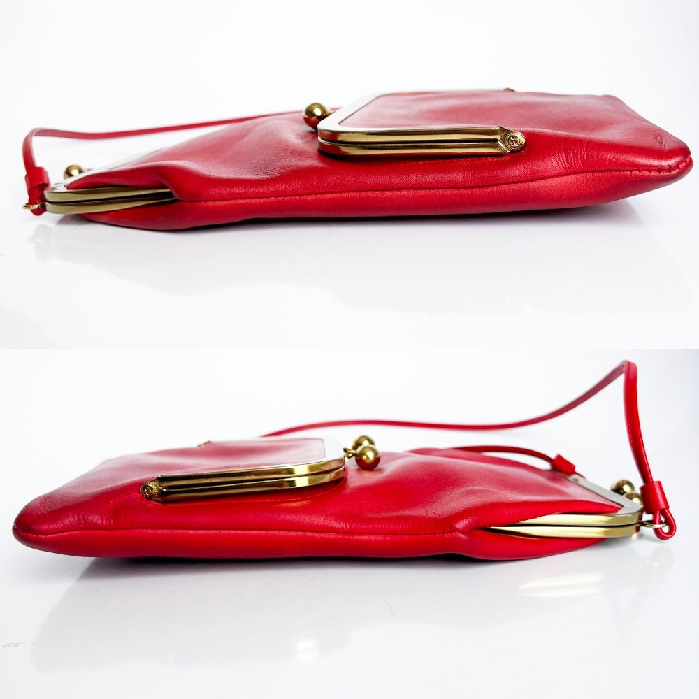 Bonnie Cashin for Coach Swinger Bag Double Frame Kiss Lock Red Leather Vintage