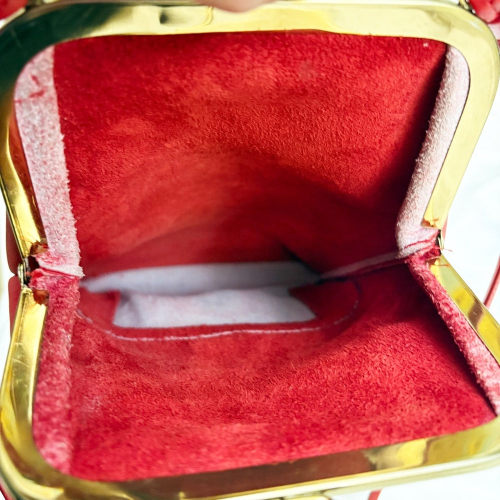 Bonnie Cashin for Coach Swinger Bag Double Frame Kiss Lock Red Leather Vintage